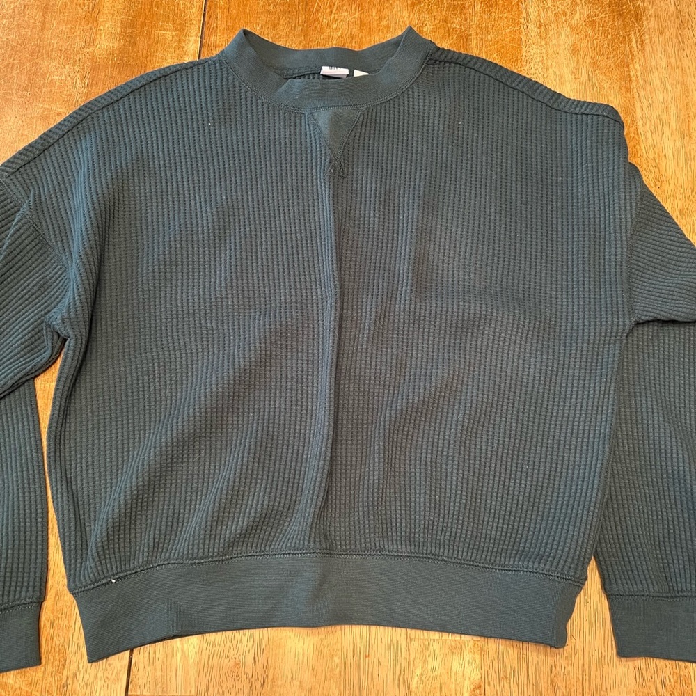 Gap XS jade green waffle knit top
